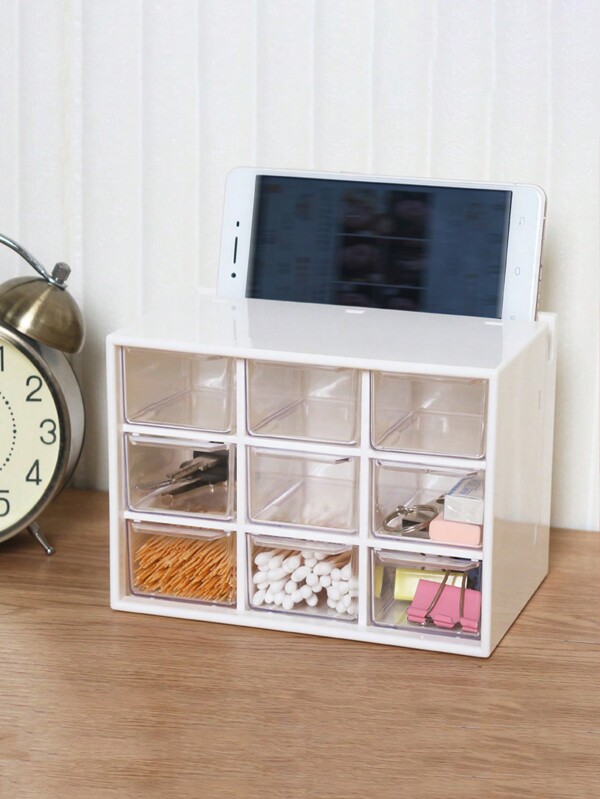 1 Stück/6-gitter Oder 9-gitter Desktop Staubdichte Schubladen Aufbewahrungsbox, Schlafsäle Nagel Kunst, Schreibwaren, Schmucksammlung Box, Diy Organizer Werkzeug Bohrer Box