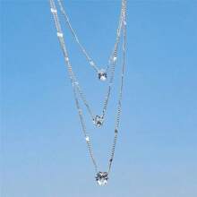 1 Miếng Nhiều lớp Sang trọng Love Hình trái tim Khối Zirconia  Dây chuyền - tầng ba - Xem 10