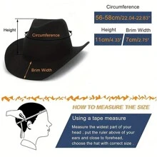 1pc Western Cowboy Hat With Rolled Brim And Jazz Style, Retro Hat - Black - View 3