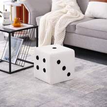 1 cái Plus Fleece Dày Hình Xúc Xắc Ghế Đẩu Chân, Ghế Sofa Thay Giày Gia Đình, Ghế Đẩu Chân Cho Chỗ Để Chân - Đen và trắng - Xem 4