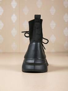 Của phụ nữ Đơn giản & Đúng mốt Giải trí Đen Dệt kim Vớ Giày dép Với Coa dây Đáy - Giày lười Giày ống Ngắn - màu đen - Xem 6