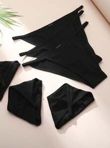 paquete de 6 bragas de algodón de talla grande para mujer, estilo bikini de tiro bajo y corte cheeky, ropa interior elástica de tiro alto para señoras, tallas S-2XL, color negro