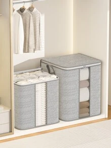 1 个垂直大容量灰色箭头，拉链衣物收纳袋，玩具收纳袋，床上用品收纳袋，袜子和内衣收纳袋，双向合金拉链，精致边缘，舒适加宽手柄，旅行时便携，存放季节性服装和床上用品装饰品装饰节日装饰房间装饰 - 灰色 - 查看 3