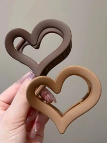 4 chiếc Kẹp/Kẹp tóc bằng nhựa nhẹ hình trái tim màu đen, trắng và nâu, Phụ kiện tóc thời trang và thanh lịch Thích hợp để mặc hàng ngày, rửa mặt, tắm, tạo kiểu tóc, trang điểm và kết hợp quần áo - Nhiều màu - Xem 7