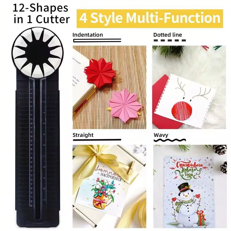 Black Paper Cutter, Cardstock Cutter, Cutting Machine, Mini Paper Cutter, Handicraft Cutting Tool, 12-In-1 Cardstock Paper Cutting Machine - Black and White - View 3