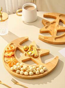 1個新款創意竹製托盤,月亮和星星造型的果盤 - 卡其色 - 查看 1