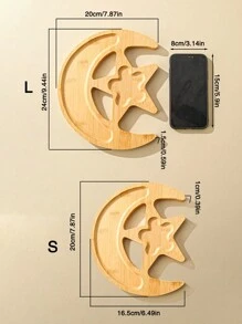 1個新款創意竹製托盤,月亮和星星造型的果盤 - 卡其色 - 查看 3