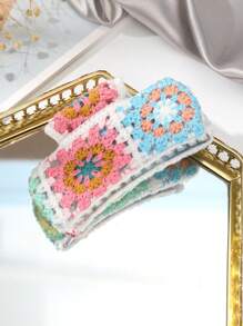 1pc Knitted Flower Hair Claw (Random Color/Position) Summer Outfits Hair Clips Beach Accessories - Multicolor - View 4