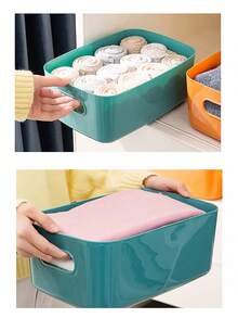 Plastic Storage Bins,Versatile Kitchen Pantry Organization And Storage,All-In-One Lidded Plastic Storage Bins Set White Desk Basket Box Drawer Organizer Kitchen Container With Handles Removable Lids Decorative Clothes Laundry Closet Cabinet Shelf Cube - Multicolor - View 5