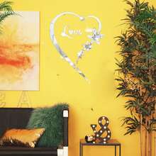 1套，鏡子牆貼（1毫米厚度），浪漫愛心自粘拆卸式亞克力鏡子裝飾貼紙，適用於臥室客廳浴室裝飾，婚禮生日派對用品，節慶訪問配件，節慶裝飾品