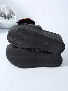 Sandalias de plataforma con talón grueso y lazo para mujer de talla grande, nuevos llegados en 2024 para el Día de San Valentín - Negro - Ver 7