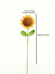 1支向日葵針織花,手工鉤織情人節禮物,適合送給女友 - 黃色 - 查看 6