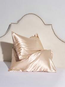 2 件卡其色緞面枕頭套,適合頭髮和皮膚,枕頭套 2 件套,豪華柔軟緞面枕套 - 卡其色 - 查看 2