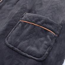 Men's Plus Size Flannel Bathrobe, Warmth Thickened Robe With Long Section - Royal Blue - View 4