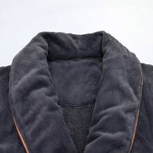 Men's Plus Size Flannel Bathrobe, Warmth Thickened Robe With Long Section - Royal Blue - View 3