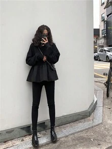 Sudadera De Hombro Caído De Un Solo Color Para Mujeres