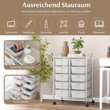 GOPLUS 10 Drawer Stackable Rolling Cart With Shelf & Metal Frame Bathroom Shelf Storage Cart For Office Home - 灰色 - 查看 3