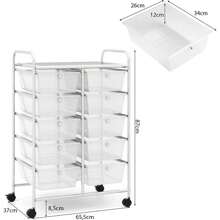 GOPLUS 10 Drawer Stackable Rolling Cart With Shelf & Metal Frame Bathroom Shelf Storage Cart For Office Home - 灰色 - 查看 5