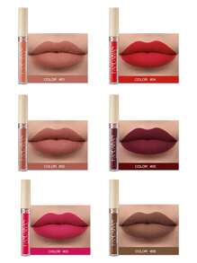 HANDAIYAN  6 Piezas Pintalabios Mate de Larga Duració Barras de Labios Impermeable Kit para Mujeres San Valentín Cumpleaños,Matte Liquid Lipstick 6PCS Nude Brown Velvety Lip Gloss Kit Long-Lasting Wear Non-Stick Cup and Not Fade Lipstick Set for All Undertone ,Pintalabios Mate - Beis - Ver 5