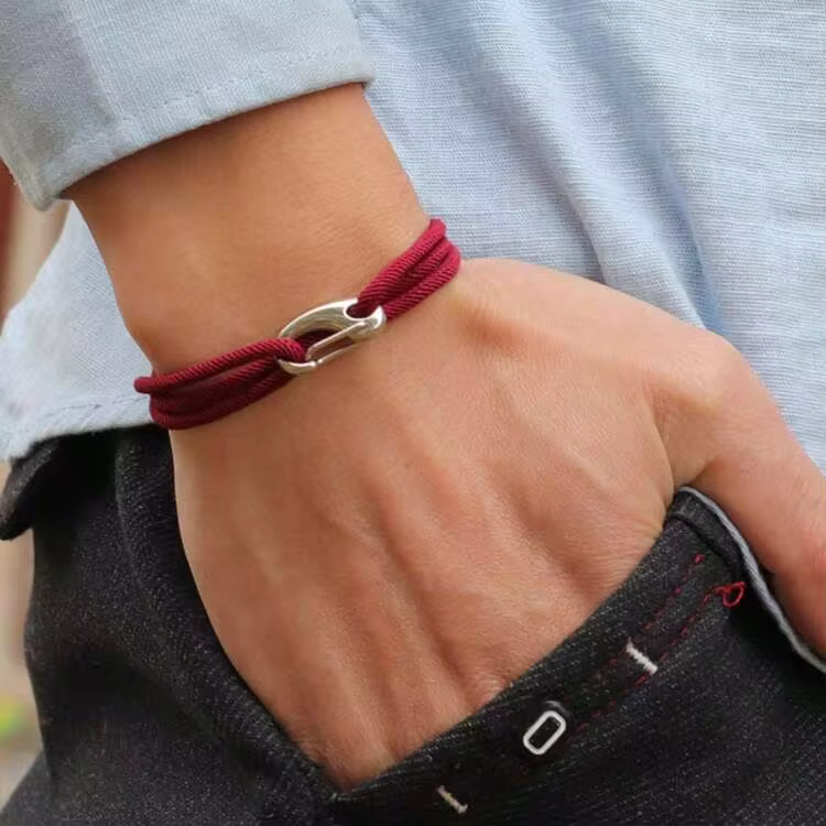 diffone Minimalist Style Adjustable Braided Unisex Bracelet With D-Ring Clasp, Suitable For Outdoor Activities, Can Be Given As A Gift For Boyfriend - Yellow - View 4