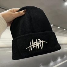 Street Winter Ins Knitted Hat, Hip Hop Style Embroidered Letter Knit Beanie For Men And Women, Warm And Fashionable