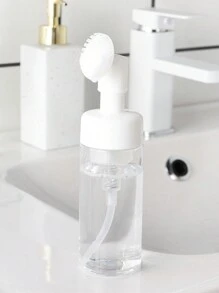 1pc 100ml Portable Silicone Brush Foam Bottle For Diy Face Cleanser, Shampoo Bubble Maker And Facial Cleaning Brush - Clear - View 4