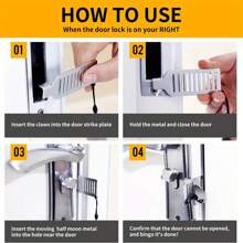 2pcs Portable Buckle/Padlock Door Lock, No Drill Security Door Lock, Metal Safety Lock For Home/Apartment/Travel/Dormitory - Silver - View 9