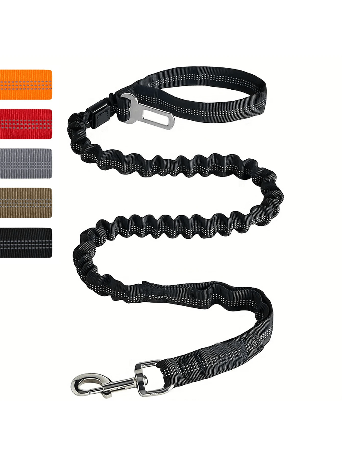 大型犬用狗鍊,重負荷狗鍊,狗用緩衝無拉力狗鍊,為中大型犬訓練用狗鍊6ft/4.5ft,2個有墊手柄 - 黑色 - 查看 1