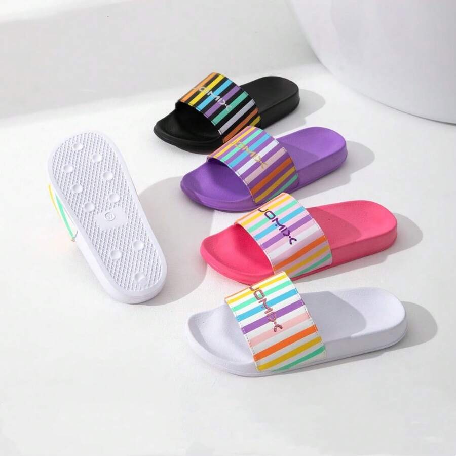 Chanclas para parejas de baño de verano, chanclas de plástico para mujer, chanclas Eva, chanclas para parejas de interior y exterior sandalias de mujer - Negro - Ver 1