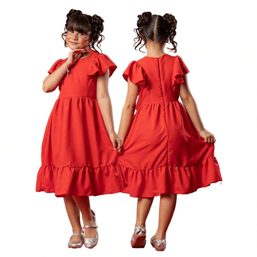 Young Girls Dresses - 紅色 - 查看 1