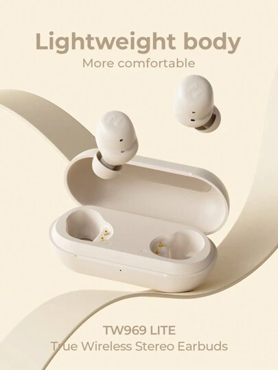  Auriculares inalámbricos HAVIT TW969 LITE TWS con Bluetooth V5.4 True Wireless Stereo, 25 horas de duración, ligeros y cómodos para mujeres y estudiantes