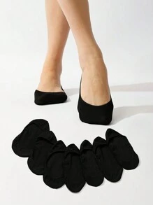 8 Paare Frauen Einfache Schwarze Modische Unsichtbare Rutschfeste Boot Socken Für Den Täglichen Gebrauch
