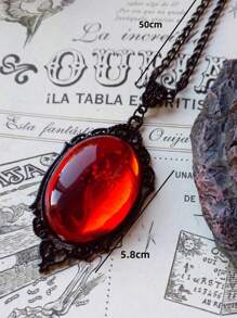 1件/條哥德式復古紅色石英水晶項鍊蝴蝶項鍊,吸血鬼浮雕女巫珠寶配飾復古項圈