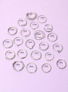 22 cái Boho Tim & Thiết kế hình học Pha lê Dát Bộ nhẫn , Thích hợp Đối với Của phụ nữ Mặc hàng ngày - Bạc - Xem 5