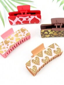 4 chiếc kẹp tóc bằng da PU hình trái tim ngày lễ tình nhân dành cho phụ nữ - Nhiều màu - Xem 5