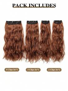 Clip In Hair Extensions,22 Inch Orange Brown Hair Extensions 4PCS/Set Curly Hair Extension Soft And Natural Hair Extensions For Women,Heat Resistant Synthetic Hairpiece - Rust Brown - View 3