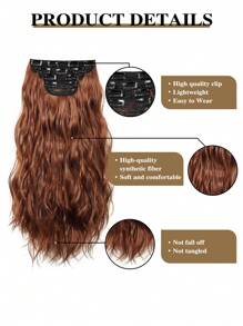 Clip In Hair Extensions,22 Inch Orange Brown Hair Extensions 4PCS/Set Curly Hair Extension Soft And Natural Hair Extensions For Women,Heat Resistant Synthetic Hairpiece - Rust Brown - View 7