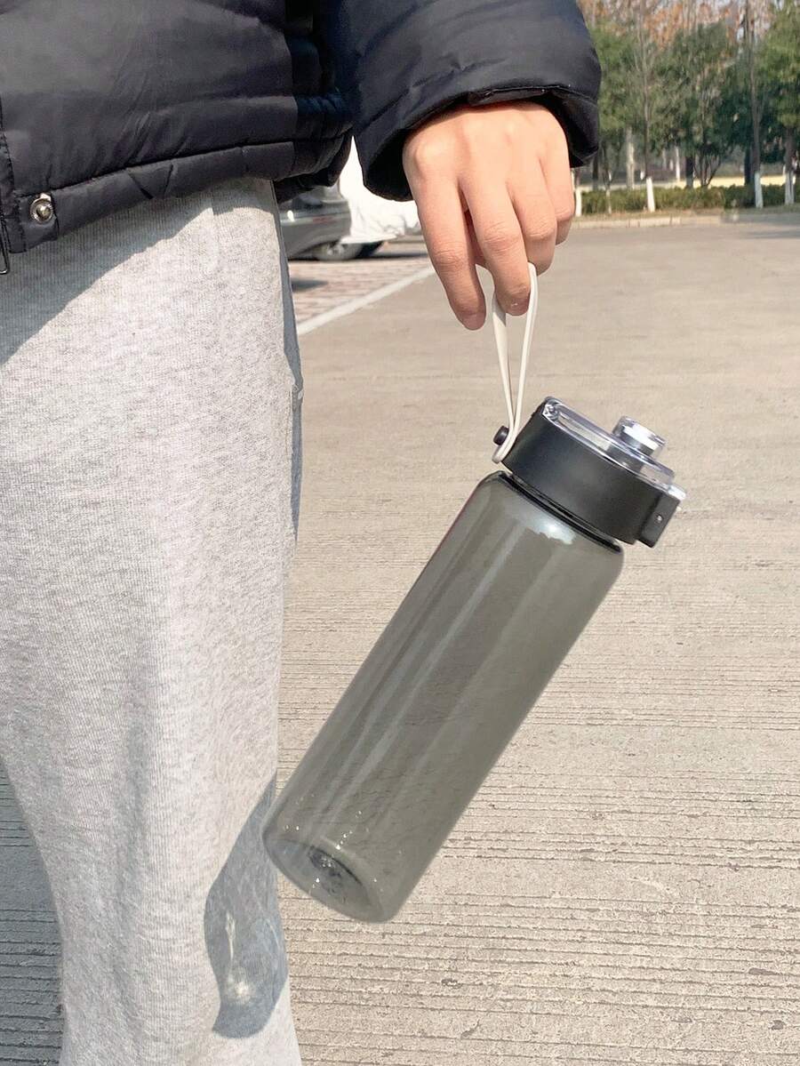 1pc Portable Sports Fitness Large Clear Cup, Ideal For Outdoor Activities, Travel, Office - Grey - View 1