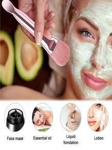 2pcs Facial Mask Brush Dual Head Silicone And Soft Hair Skin Care Brush Mud Film Brush With Spoon Beauty Products Facial Brush Tool Mask Knife Double Head Silicone Mask Brush Mud Film Apply Face Homemade Soft Film Tool Special Brush - Multicolor - View 3