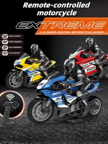 1 cái 2.4G Tốc độ cao Điều khiển từ xa Xe máy Stunt Trôi Điều khiển từ xa Mô phỏng Mô hình Con trai Và Cô gái Điện lực Đồ chơi Ô tô/xe hơi - Màu xanh lam - Xem 2