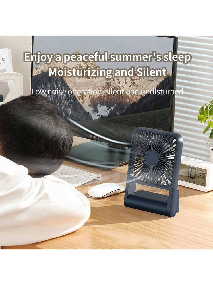 Ventilatore portatile, mini ventilatore pieghevole a 180°, schermo LCD, ultra silenzioso, batteria da 4000 mAh, con cavo - Bianco