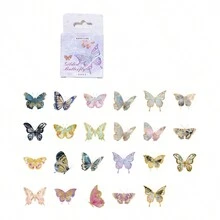 1 Box/45pcs Vintage-Style Flower, Butterfly, And Inseects Decor Stickers For Scrapbooking And Journal Decoration - Multicolor - View 1