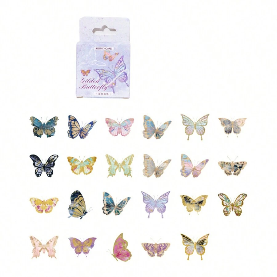 1 Box/45pcs Vintage-Style Flower, Butterfly, And Inseects Decor Stickers For Scrapbooking And Journal Decoration - Multicolor - View 1