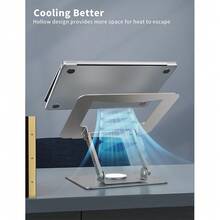 Laptop Stand With 360° Rotating Base, Ergonomic Computer Riser For Desk, Adjutable Height Muti-Angle, Foldable Laptop Mount, Stable Metal Holder Support 10-15.6" Notebook PC - 黑色 - 查看 7