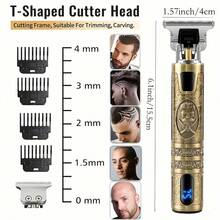 1 件毛发修剪器，男士胡须修剪器，电动剃须刀，无绳理发器，零间隙 T 型刀片衬垫，美容剪发套装，送给男士丈夫父亲的礼物 - 銅色 - 查看 3