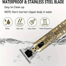 1 件毛发修剪器，男士胡须修剪器，电动剃须刀，无绳理发器，零间隙 T 型刀片衬垫，美容剪发套装，送给男士丈夫父亲的礼物 - 銅色 - 查看 5