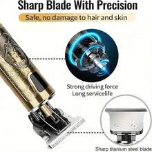 1 件毛发修剪器，男士胡须修剪器，电动剃须刀，无绳理发器，零间隙 T 型刀片衬垫，美容剪发套装，送给男士丈夫父亲的礼物 - 銅色 - 查看 6