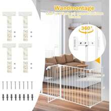 Foldable Gate For Children/Dogs/Cats, Fireplace Gate With Door, Metal Stove Gate, Playpen/Safety Gate, 5 Elements, Choice Of Color (White) - 白色 - 查看 4