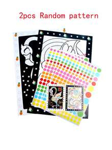 2 Hojas Divertidas Pegatinas De Puntos De Acertijos Para Niños - Lindos Animales De Dibujos Animados, Juguete De Entrenamiento De Educación Temprana De Pegatinas De Pintura (patrón Aleatorio) - Multicolor - Ver 6