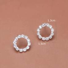 Fashionable Full Rhinestone Circle Earrings For Women, Versatile Daily Accessory - Silver - View 6